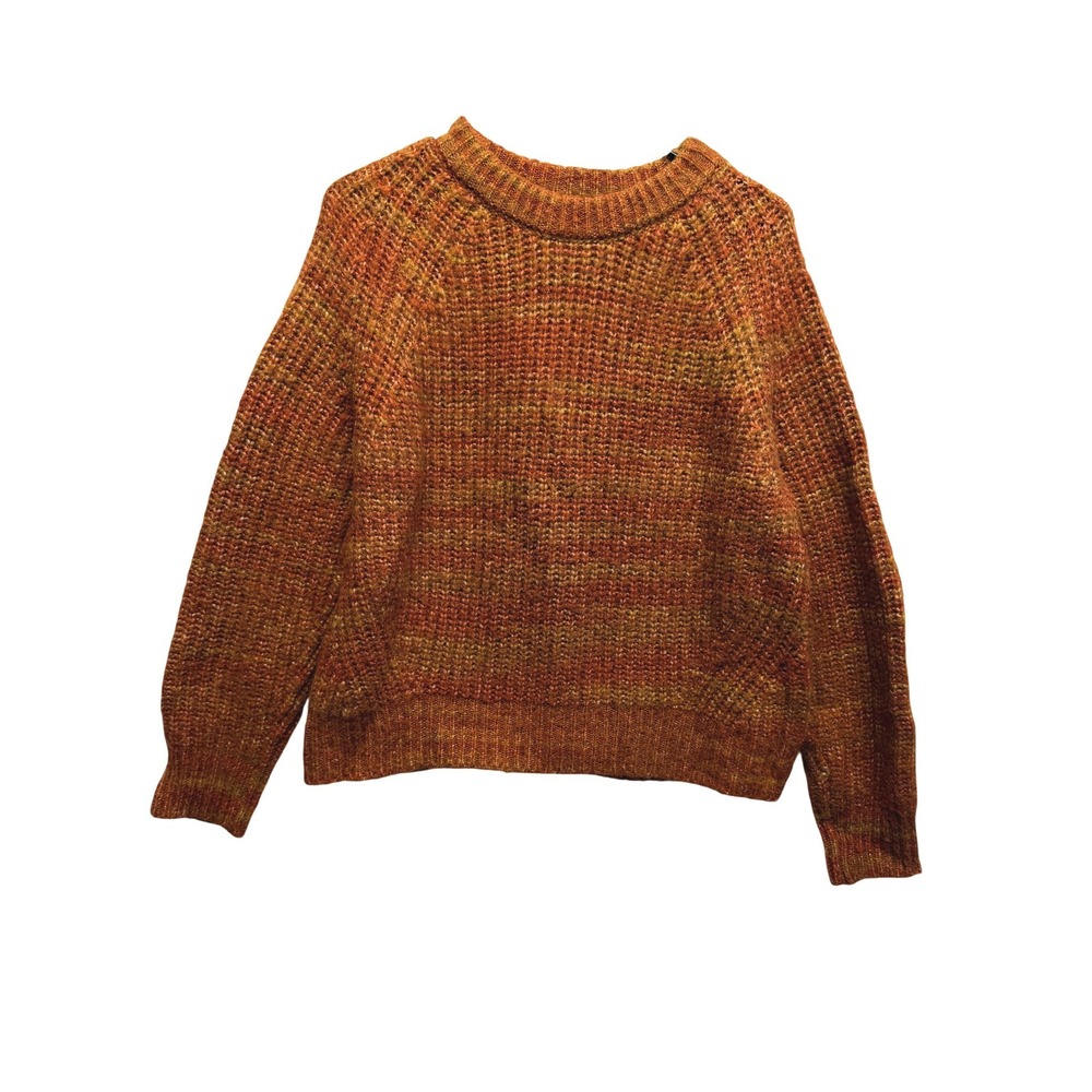 Evereve Rust Orange Space Dye Chunky Knit Crewneck Sweater Womens Size Medium